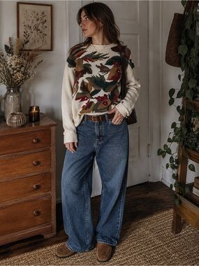 Vintage Milano Design Group Ramie Cotton Botanical Sweater Size M